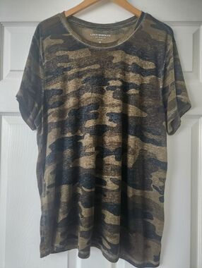 Lucky Brand Olive and Black Camo Short Sleeve Tee - Women's 2X